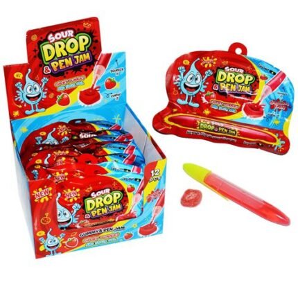 Sour Drop Gummy & Pen Jam Strawberry 55gr. 12τεμ.