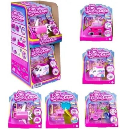 Mini Barbie Land Playset Doll with Vehicle Color Change 14x15cm.