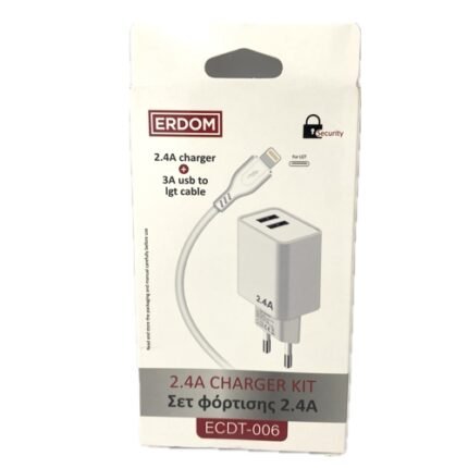 Erdom ECDT-006 Μπριζάκι USB με Καλώδιο USB-Lightning